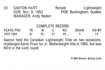 1986 Brown's #53 Gaeton Hart Back