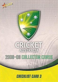 2008-09 Select Cricket Australia #3 Checklist 3 Front