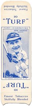 1950 Carreras Cigarettes 50 Famous Cricketers - Uncut Singles #18 John Langridge Front