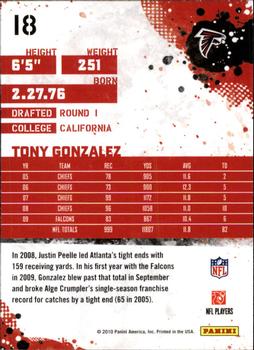 2010 Score #18 Tony Gonzalez Back