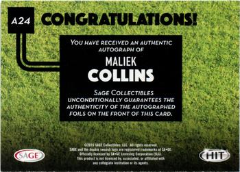 2016 SAGE HIT - Autographs Red #A24 Maliek Collins Back