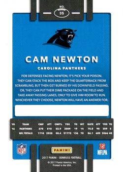 2017 Donruss - Press Proof Blue #35 Cam Newton Back