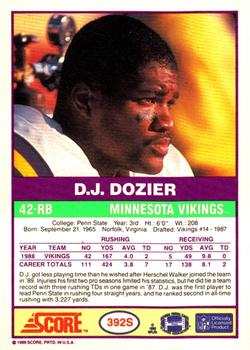 2019 Score - 1989-2019 Score Buybacks #392S D.J. Dozier Back