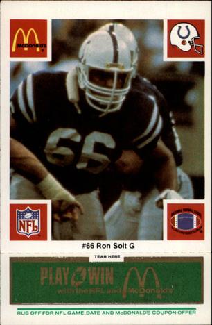 1986 McDonald's Indianapolis Colts - Full Game Pieces - Week 4 Green Tab #NNO Ron Solt Front
