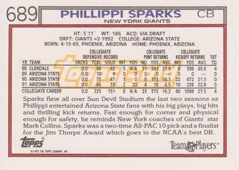 1992 Topps - Gold #689 Phillippi Sparks Back