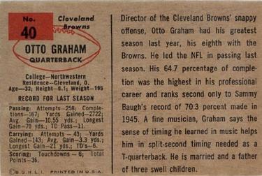 1954 Bowman #40 Otto Graham Back