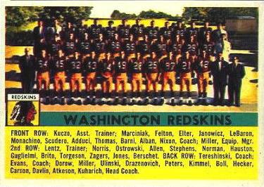 1956 Topps #61 Washington Redskins Front