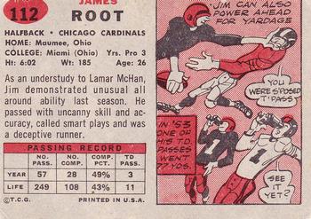1957 Topps #112 James Root Back