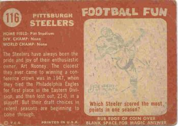 1958 Topps #116 Pittsburgh Steelers Back