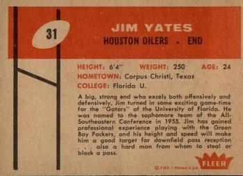 1960 Fleer #31 Jim Yates Back