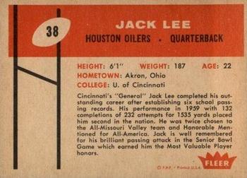 1960 Fleer #38 Jack Lee Back