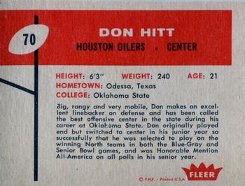 1960 Fleer #70 Don Hitt Back