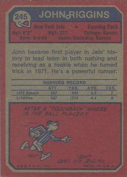 1973 Topps #245 John Riggins Back