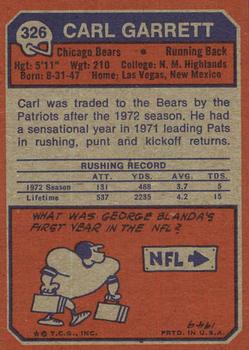 1973 Topps #326 Carl Garrett Back