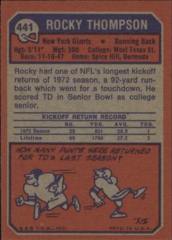 1973 Topps #441 Rocky Thompson Back