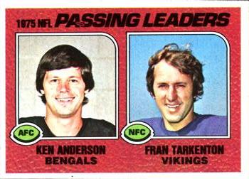 1976 Topps #201 1975 Passing Leaders (Ken Anderson / Fran Tarkenton) Front