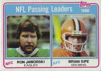 1981 Topps #1 1980 Passing Leaders (Ron Jaworski / Brian Sipe) Front