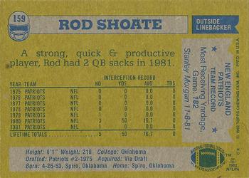 1982 Topps #159 Rod Shoate Back