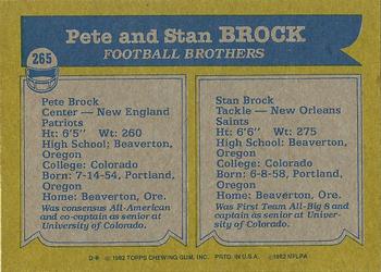 1982 Topps #265 Pete Brock / Stan Brock Back