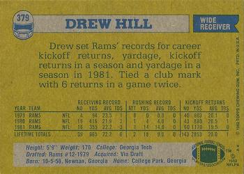 1982 Topps #379 Drew Hill Back