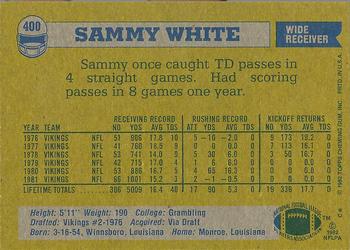 1982 Topps #400 Sammy White Back