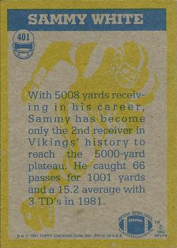 1982 Topps #401 Sammy White Back