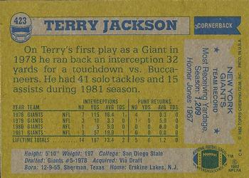 1982 Topps #423 Terry Jackson Back