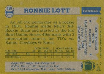 1982 Topps #486 Ronnie Lott Back