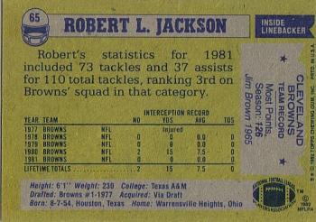 1982 Topps #65 Robert L. Jackson Back