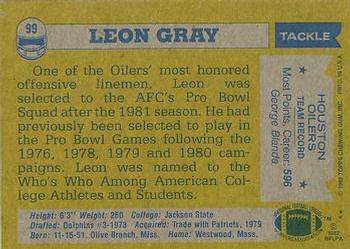 1982 Topps #99 Leon Gray Back