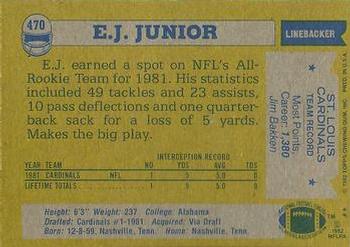 1982 Topps #470 E.J. Junior Back