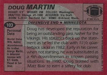 1983 Topps #103 Doug Martin Back