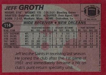 1983 Topps #114 Jeff Groth Back