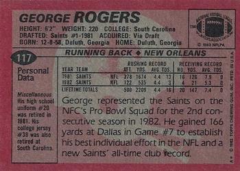 1983 Topps #117 George Rogers Back