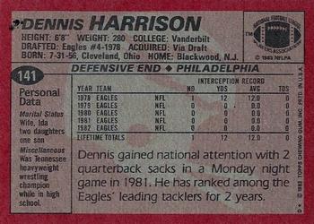 1983 Topps #141 Dennis Harrison Back