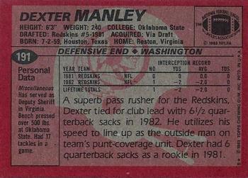 1983 Topps #191 Dexter Manley Back
