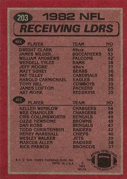 1983 Topps #203 1982 Receiving Leaders - Dwight Clark / Kellen Winslow Back
