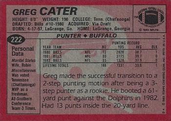 1983 Topps #222 Greg Cater Back