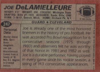 1983 Topps #247 Joe DeLamielleure Back