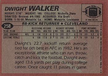 1983 Topps #258 Dwight Walker Back