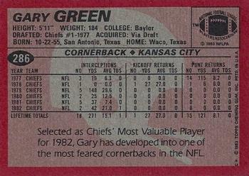 1983 Topps #286 Gary Green Back