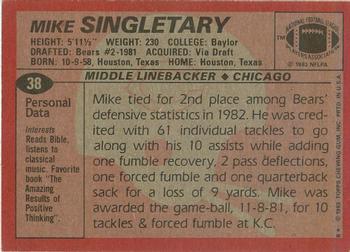 1983 Topps #38 Mike Singletary Back