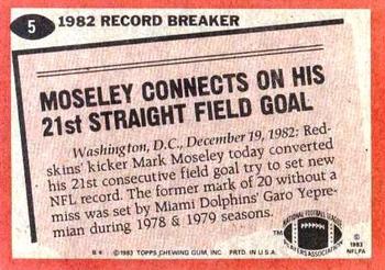 1983 Topps #5 Mark Moseley Back