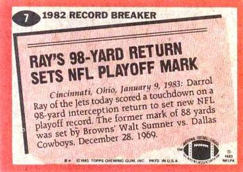 1983 Topps #7 Darrol Ray Back