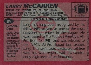 1983 Topps #84 Larry McCarren Back