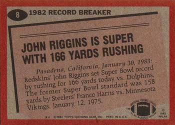 1983 Topps #8 John Riggins Back