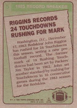 1984 Topps #5 John Riggins Back