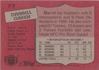 1987 Topps #77 Darrell Green Back