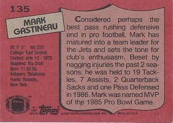 1987 Topps #135 Mark Gastineau Back