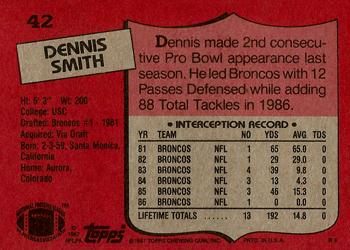 1987 Topps #42 Dennis Smith Back